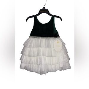 American Princess Green Velvet Sparkling Christmas Dress 24 Months New with Tags